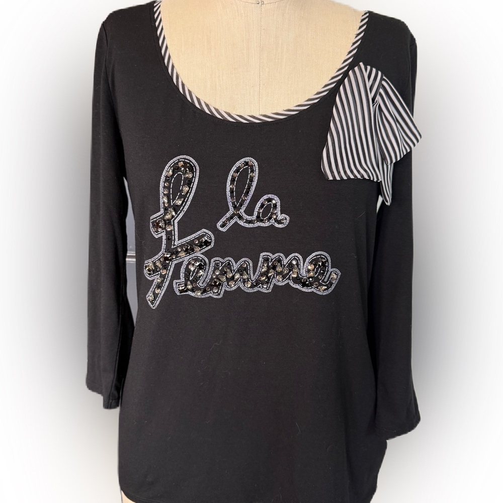 White House Black Market Long Sleeve LaFemme Beaded Top. Size Medium
